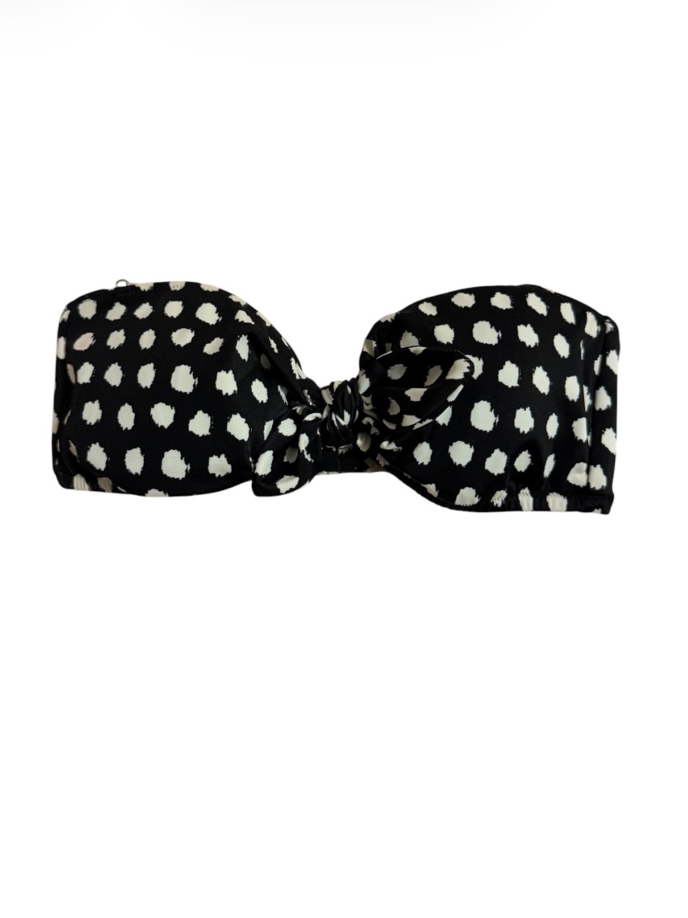 NWOT Victoria's Secret Black/ White Polka Dot Bandeau Bikini Top Center Knot⭐️